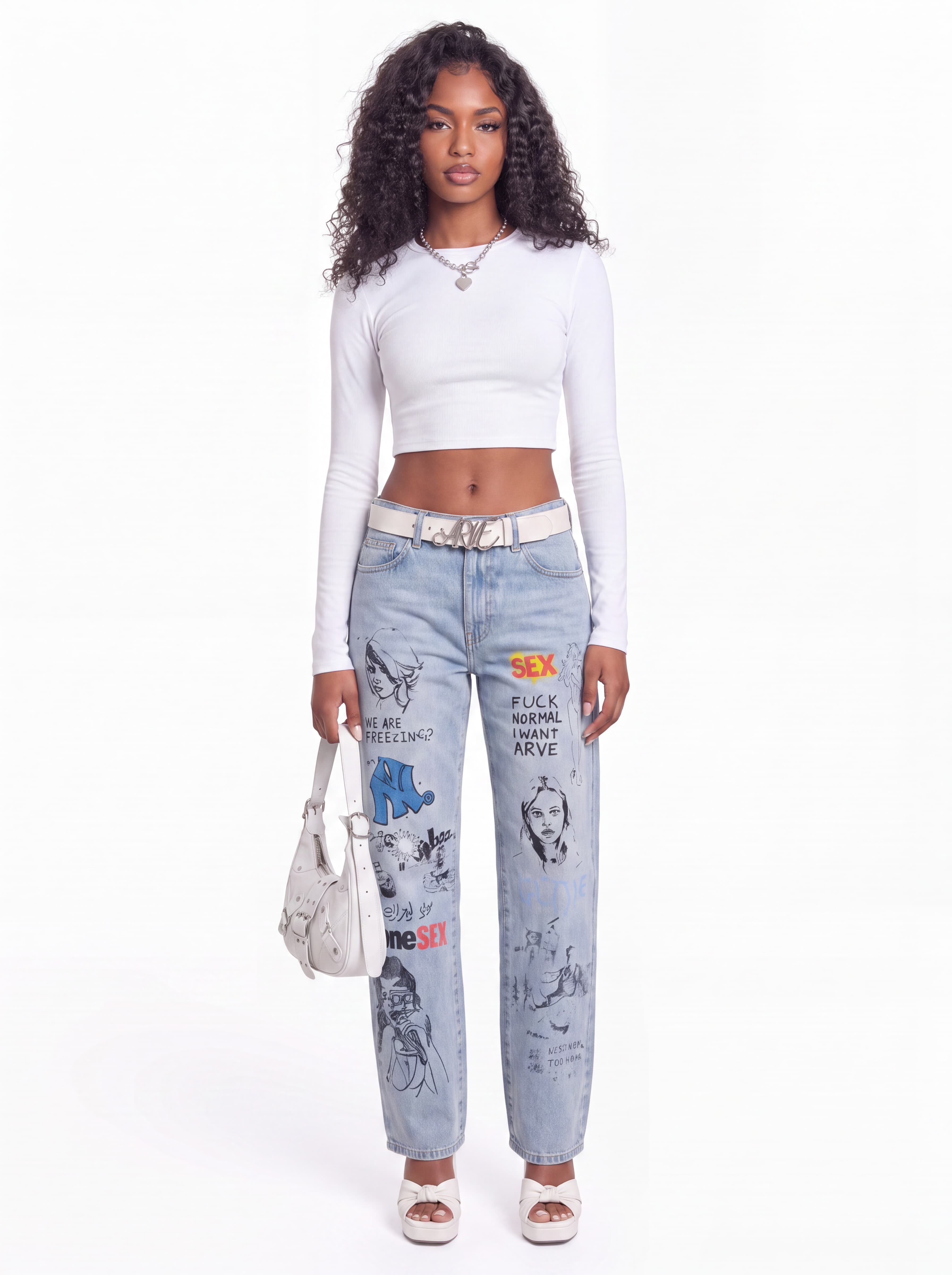 ARVÉ GRAPHIC BAGGY DENIM Back