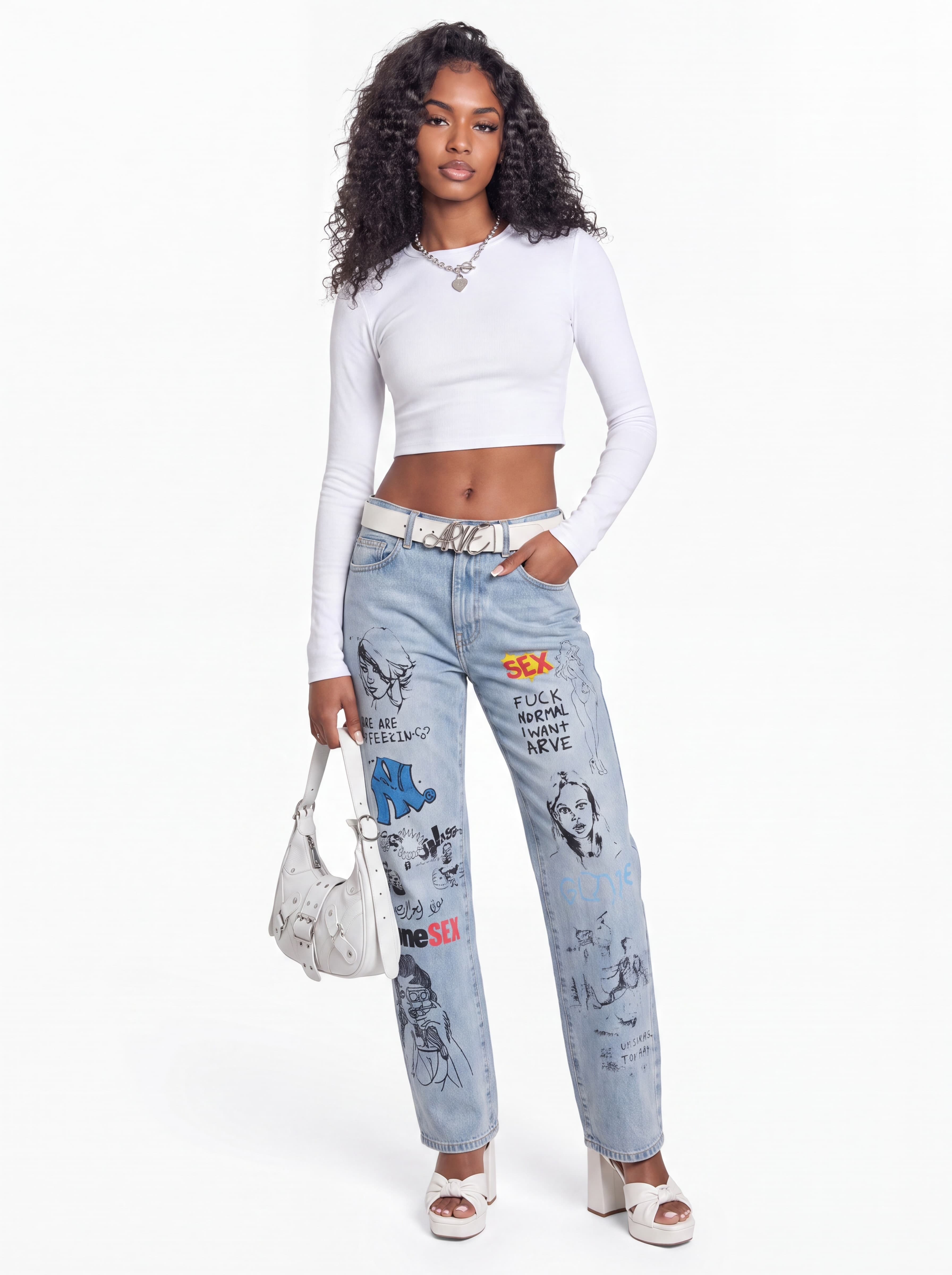 ARVÉ GRAPHIC BAGGY DENIM Front